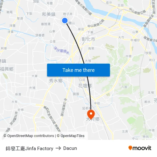 錦發工廠Jinfa Factory to Dacun map