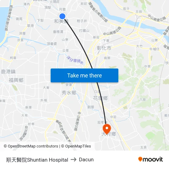 Shuntian Hospital to Dacun map