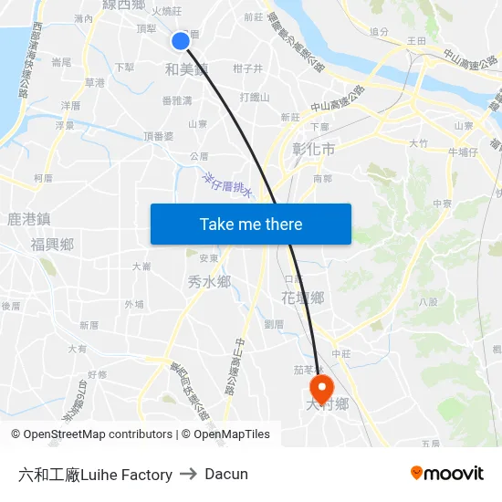 Luihe Factory to Dacun map