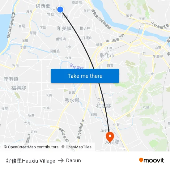 好修里Hauxiu Village to Dacun map