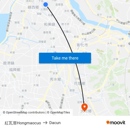 紅瓦厝Hongmaocuo to Dacun map