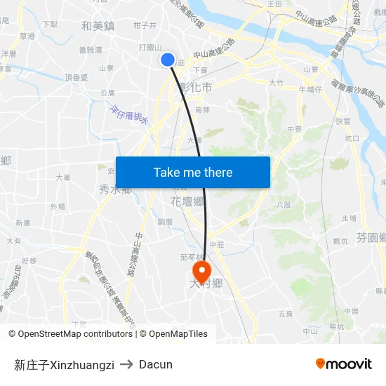 Xinzhuangzi to Dacun map