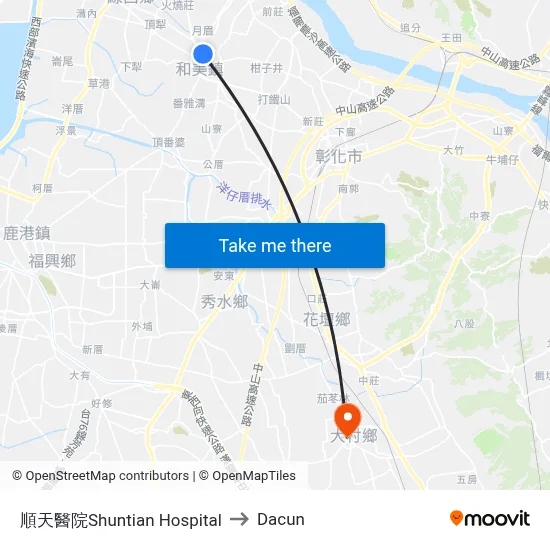 順天醫院Shuntian Hospital to Dacun map