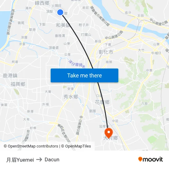 月眉Yuemei to Dacun map
