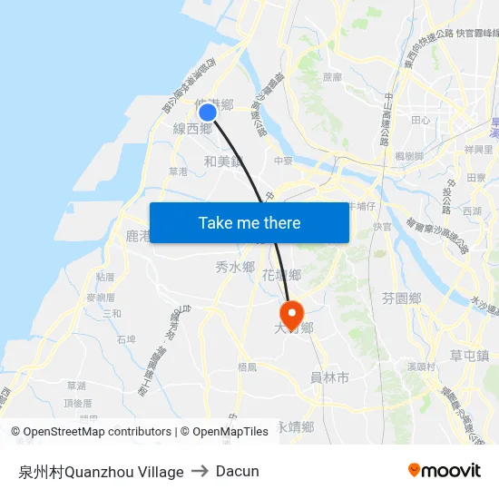 泉州村Quanzhou Village to Dacun map