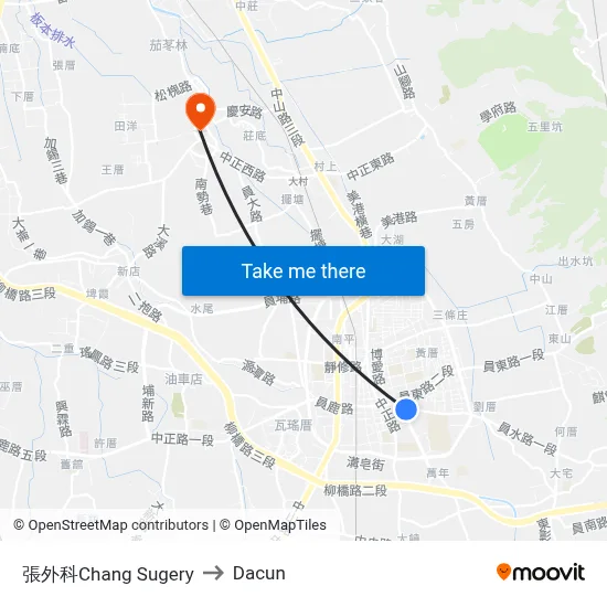 張外科Chang Sugery to Dacun map