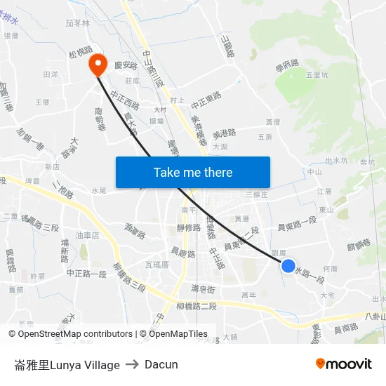 崙雅里Lunya Village to Dacun map