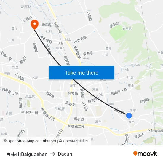 百果山Baiguoshan to Dacun map
