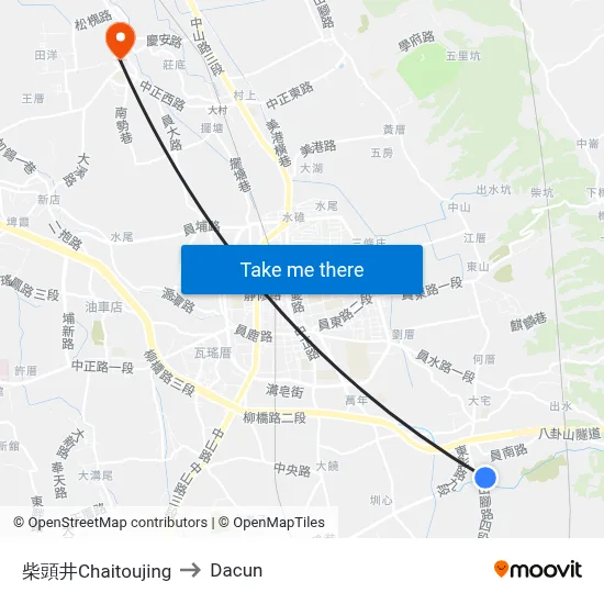 柴頭井Chaitoujing to Dacun map