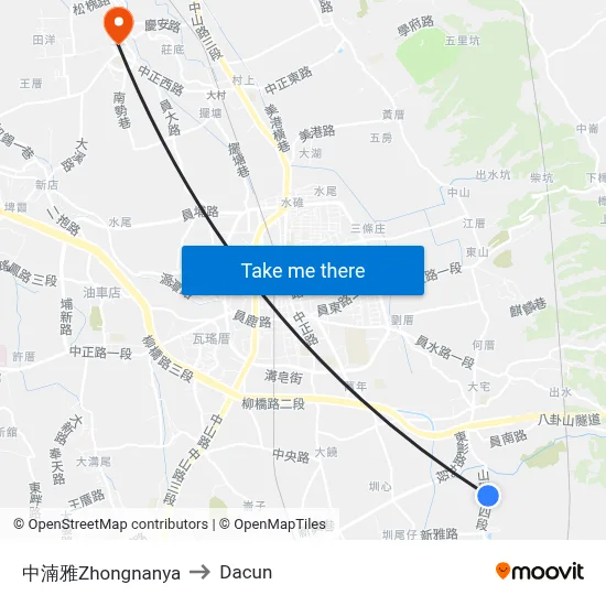中湳雅Zhongnanya to Dacun map