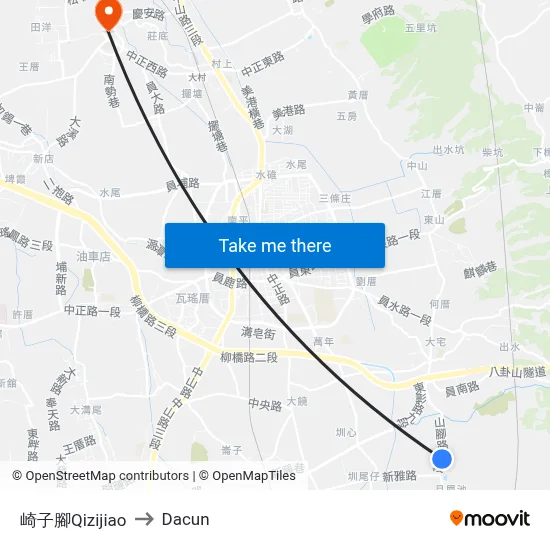 崎子腳Qizijiao to Dacun map