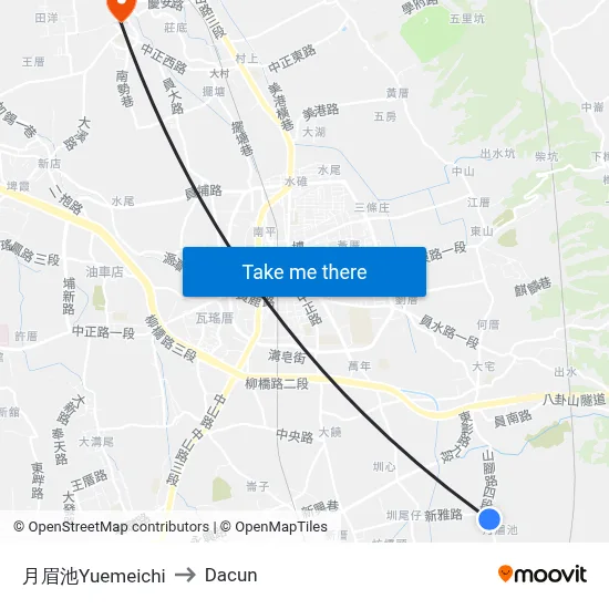 Yuemeichi to Dacun map