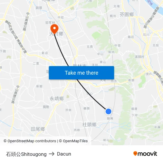 石頭公Shitougong to Dacun map