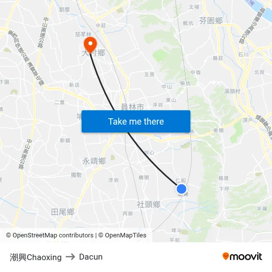 潮興Chaoxing to Dacun map