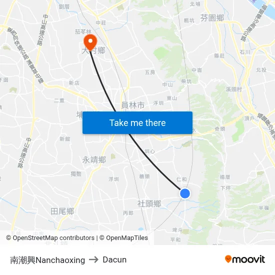 南潮興Nanchaoxing to Dacun map