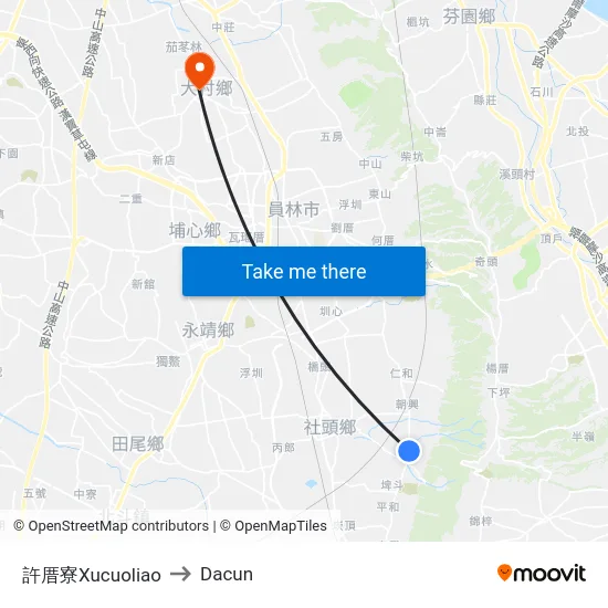 許厝寮Xucuoliao to Dacun map
