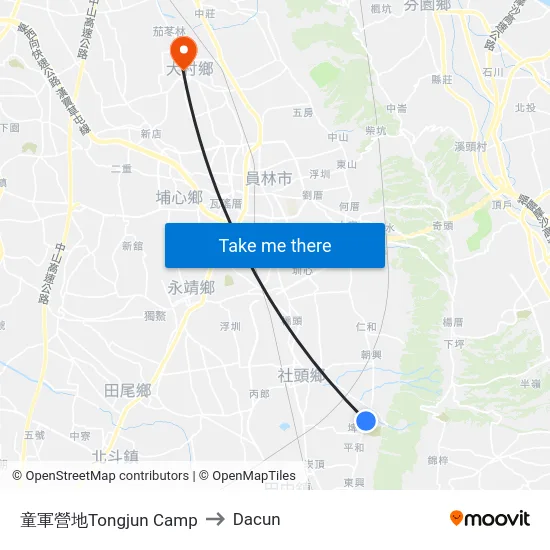 童軍營地Tongjun Camp to Dacun map