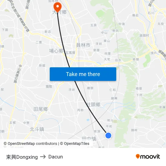 東興Dongxing to Dacun map
