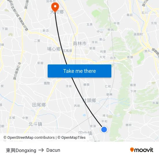 東興Dongxing to Dacun map