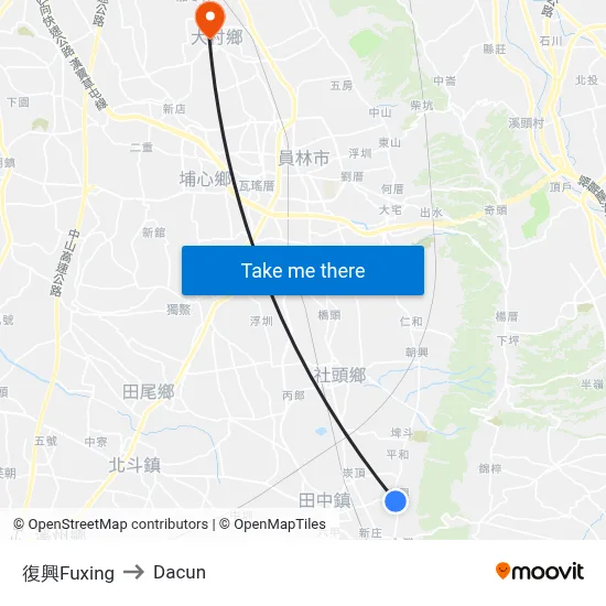 復興Fuxing to Dacun map