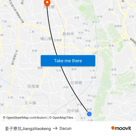 姜子寮坑Jiangziliaokeng to Dacun map