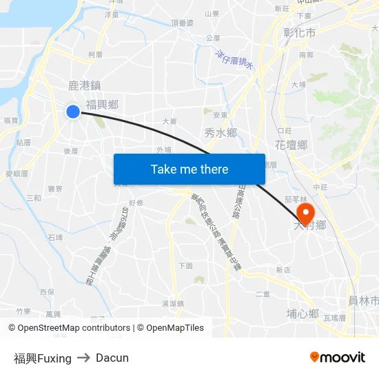 福興Fuxing to Dacun map