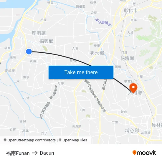 福南Funan to Dacun map