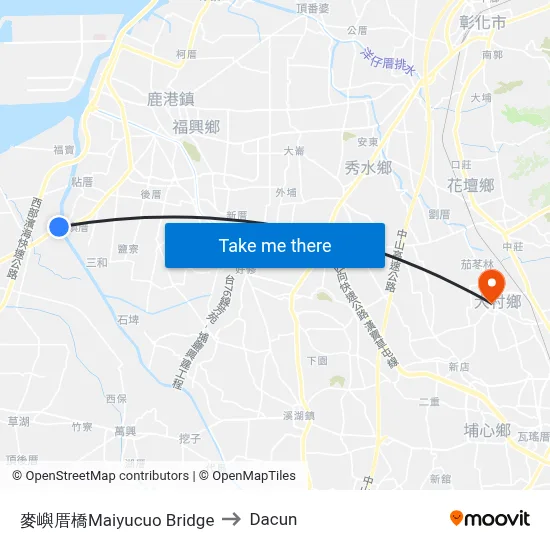 麥嶼厝橋Maiyucuo Bridge to Dacun map