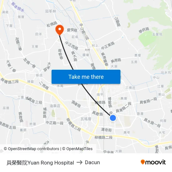 員榮醫院Yuan Rong Hospital to Dacun map
