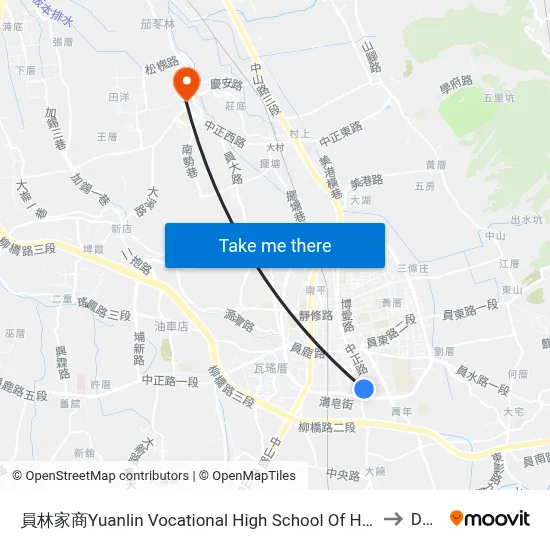 員林家商Yuanlin Vocational High School Of Home Economics &Business to Dacun map