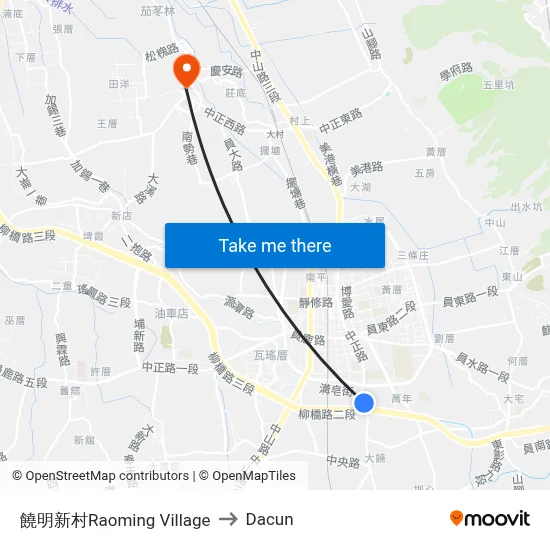 饒明新村Raoming Village to Dacun map
