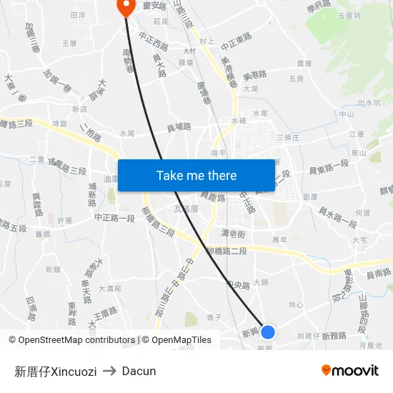 新厝仔Xincuozi to Dacun map