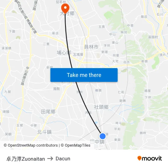 卓乃潭Zuonaitan to Dacun map