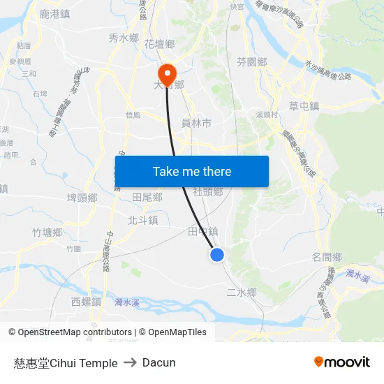 慈惠堂Cihui Temple to Dacun map