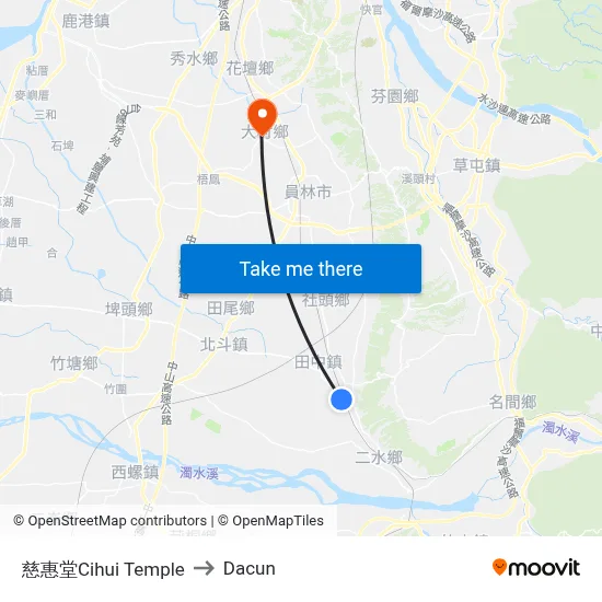 慈惠堂Cihui Temple to Dacun map