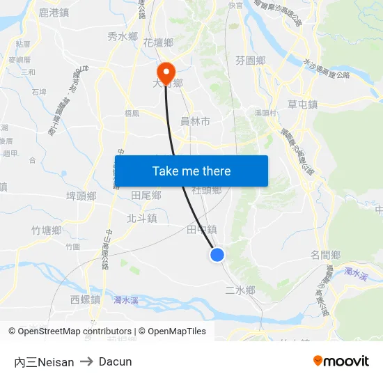 內三Neisan to Dacun map