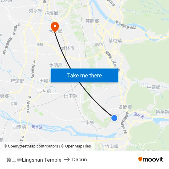 靈山寺Lingshan Temple to Dacun map