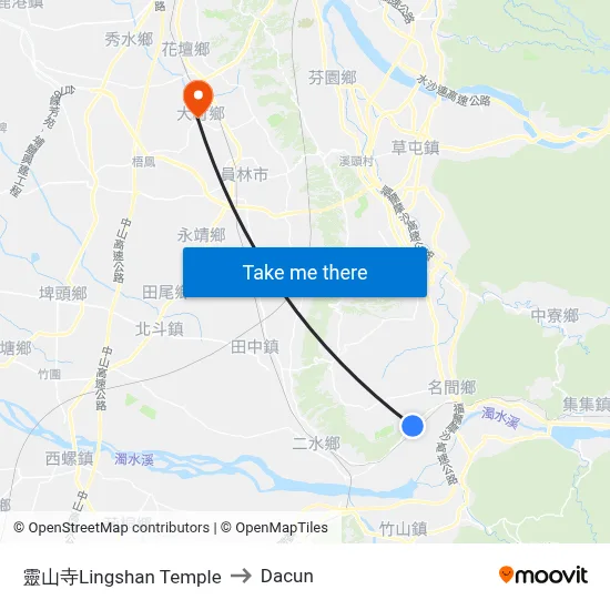 靈山寺Lingshan Temple to Dacun map