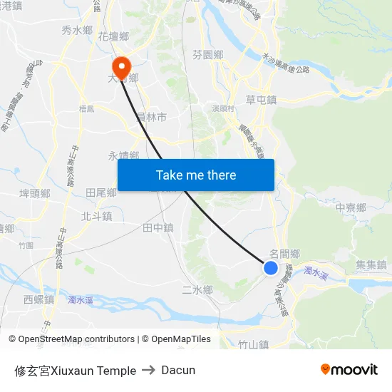 修玄宮Xiuxaun Temple to Dacun map