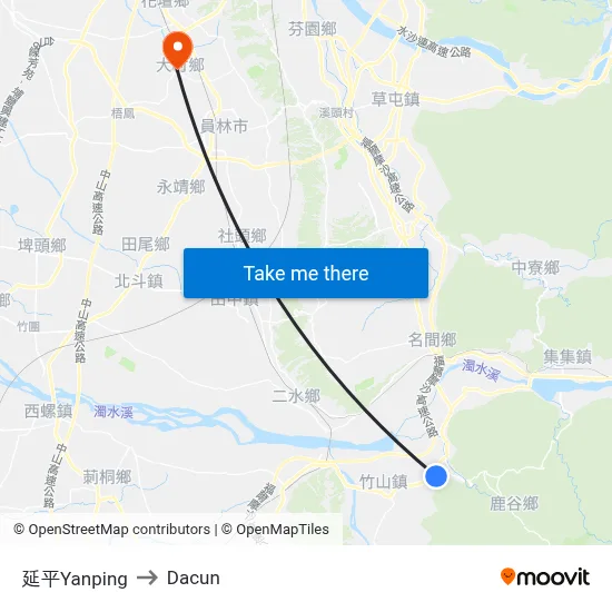 延平Yanping to Dacun map