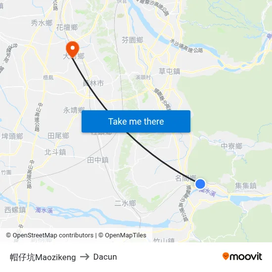 帽仔坑Maozikeng to Dacun map