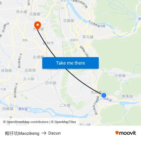 Maozikeng to Dacun map