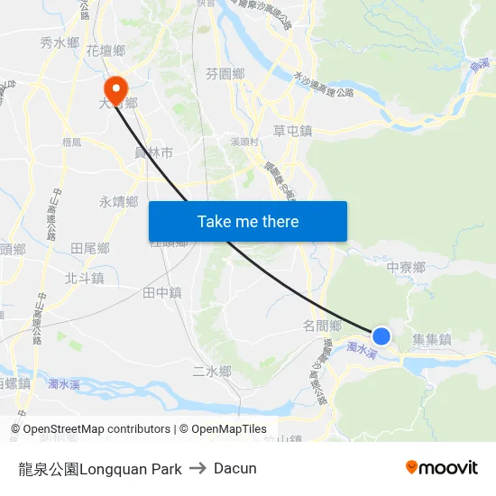 龍泉公園Longquan Park to Dacun map