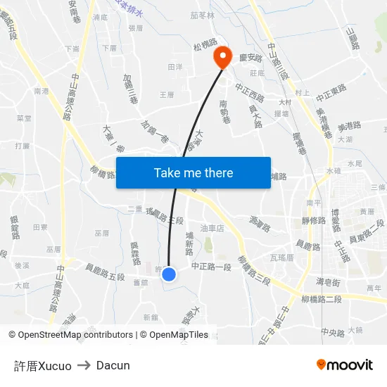 許厝Xucuo to Dacun map