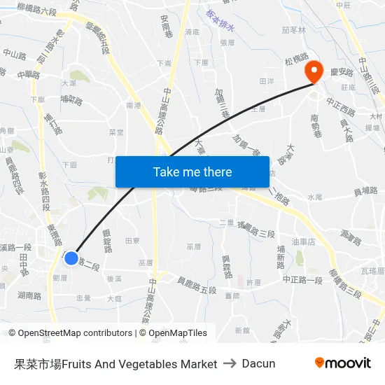 果菜市場Fruits And Vegetables Market to Dacun map