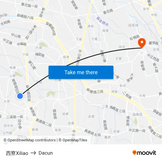 西寮Xiliao to Dacun map