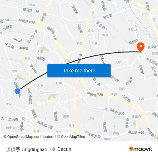 頂頂寮Dingdingliao to Dacun map