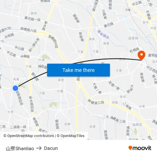 山寮Shanliao to Dacun map