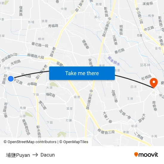 埔鹽Puyan to Dacun map