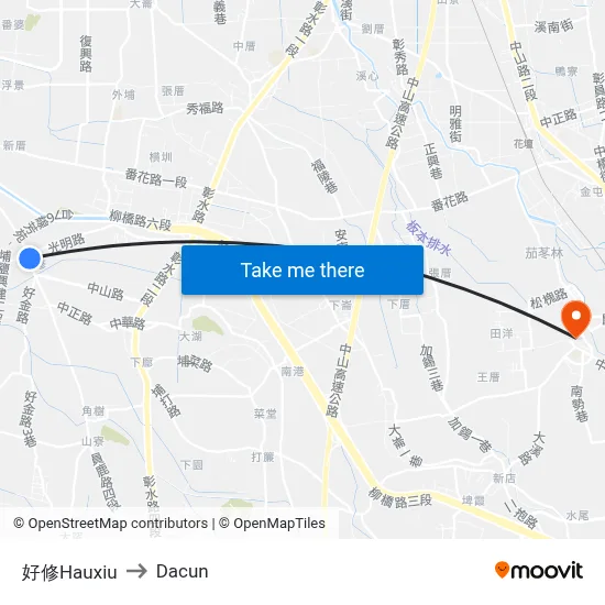Hauxiu to Dacun map